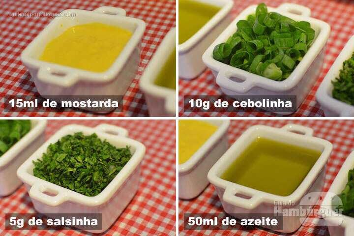 15ml de mostarda, 10g de cebolinha, 5g de salsinha e 50ml de azeite - Receita maionese caseira