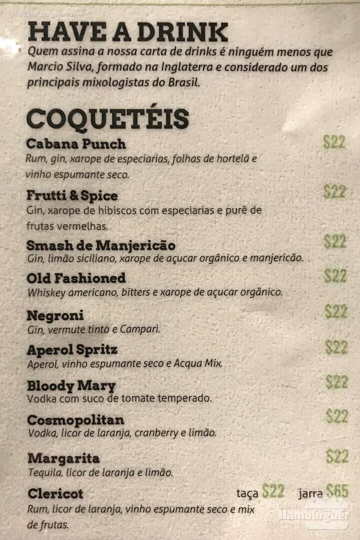 Coqueteis - Cabana Burger